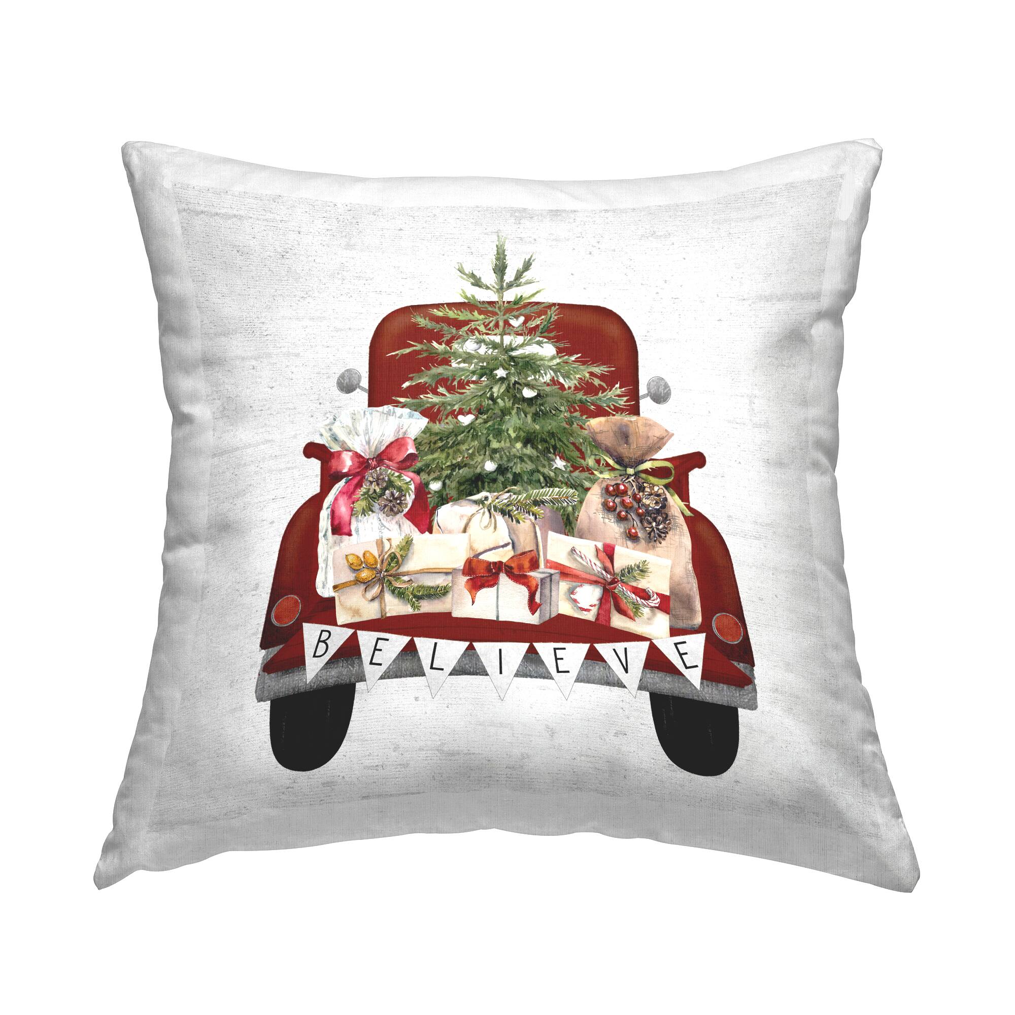 Stupell Industries Believe Christmas Gifts Truck Throw Pillow